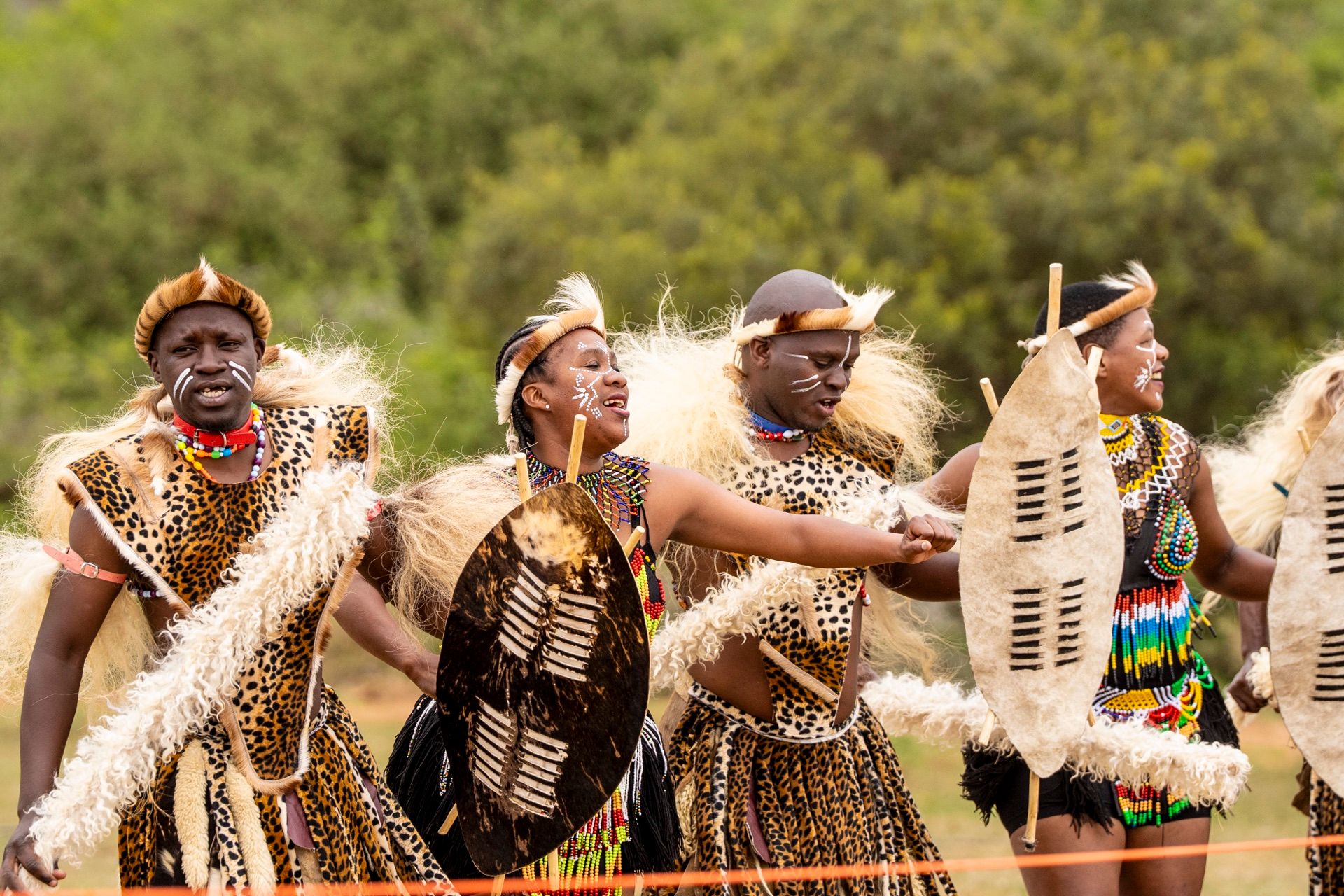 Dancers in traditional dress performing at the Burn Celebration